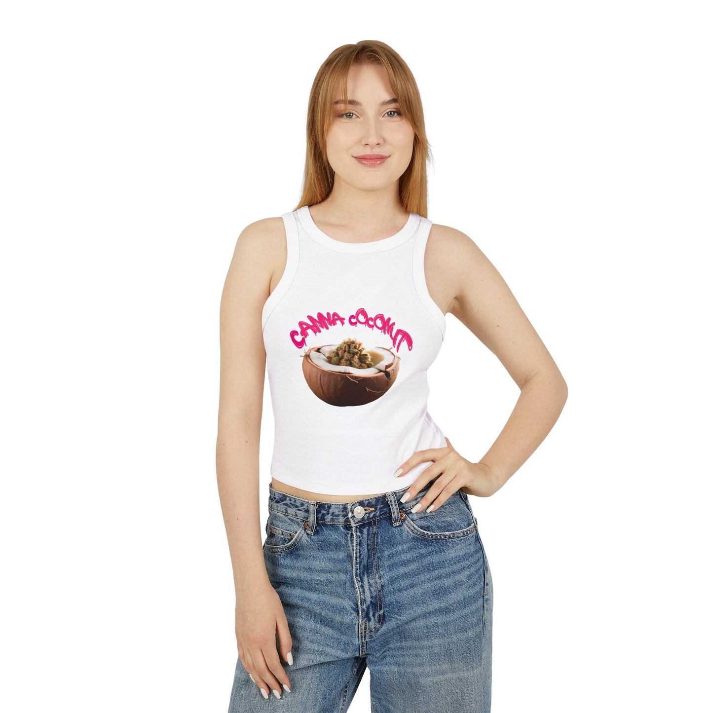 Women's "Canna Coconut" Micro Rib Racer Tank Top