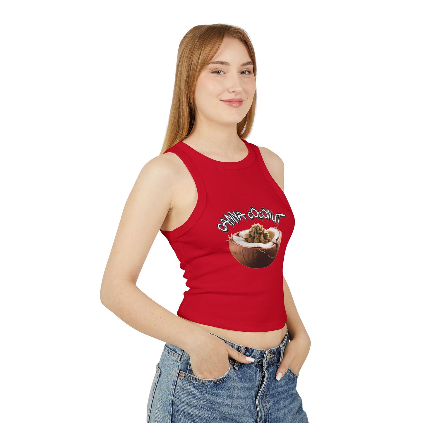 Women's "Canna Coconut" Micro Rib Racer Tank Top