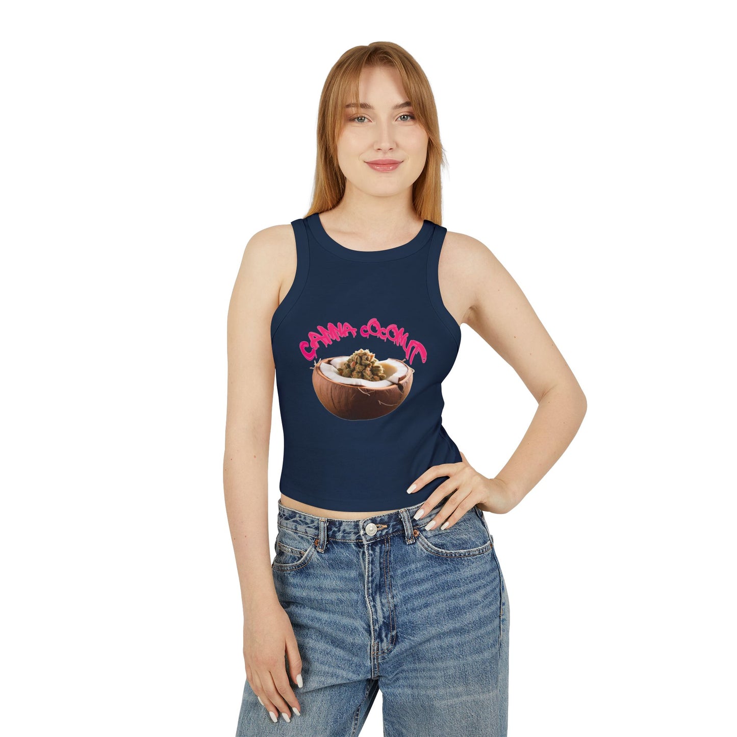 Women's "Canna Coconut" Micro Rib Racer Tank Top