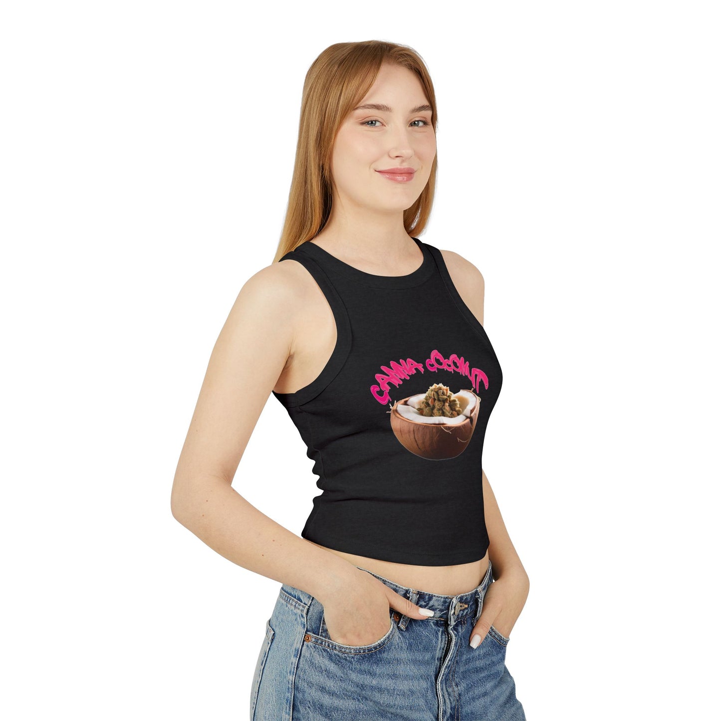 Women's "Canna Coconut" Micro Rib Racer Tank Top