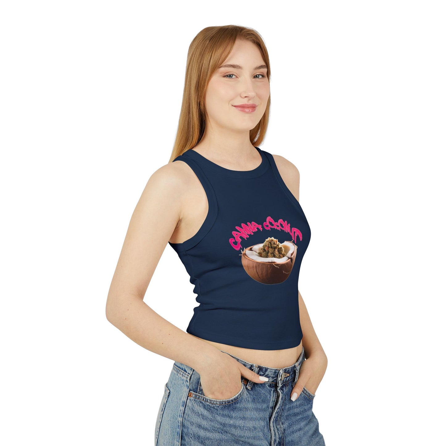 Women's "Canna Coconut" Micro Rib Racer Tank Top