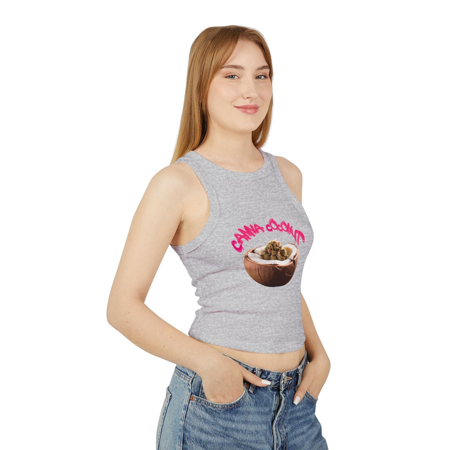 Women's "Canna Coconut" Micro Rib Racer Tank Top