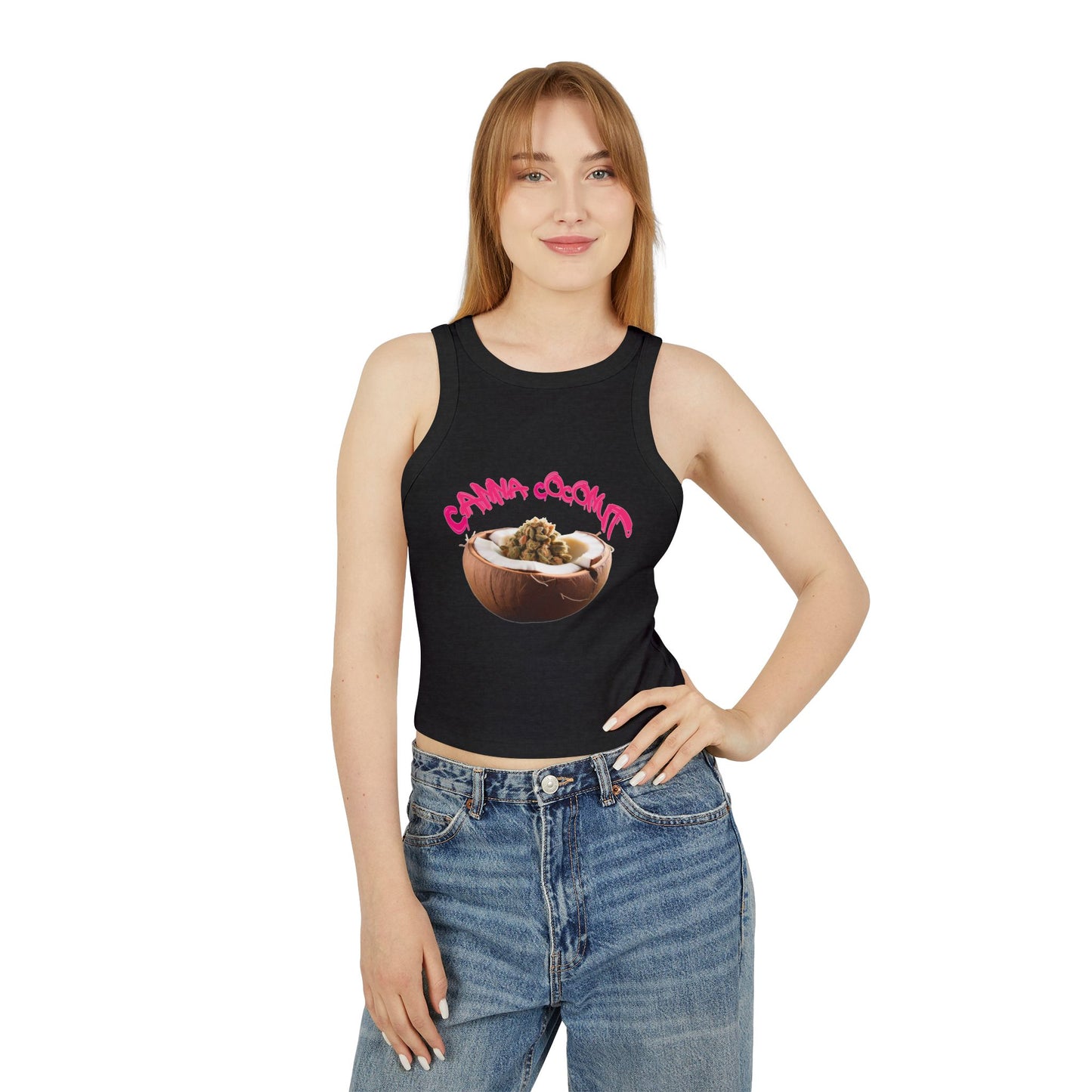 Women's "Canna Coconut" Micro Rib Racer Tank Top