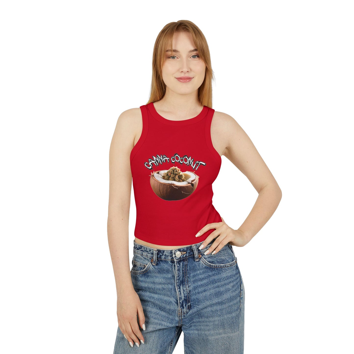 Women's "Canna Coconut" Micro Rib Racer Tank Top
