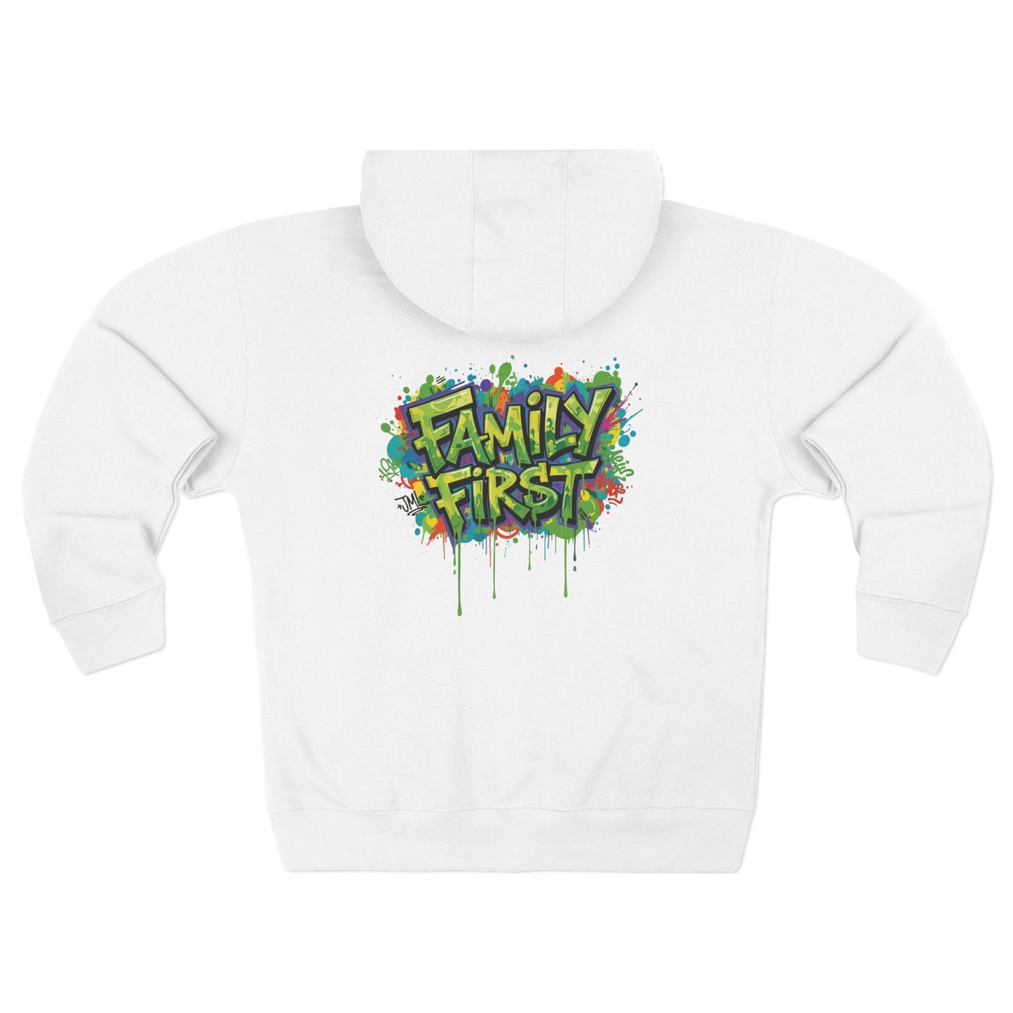 "Family First" Zip Hoodie — Colorful Graffiti Graphic Zip-Up