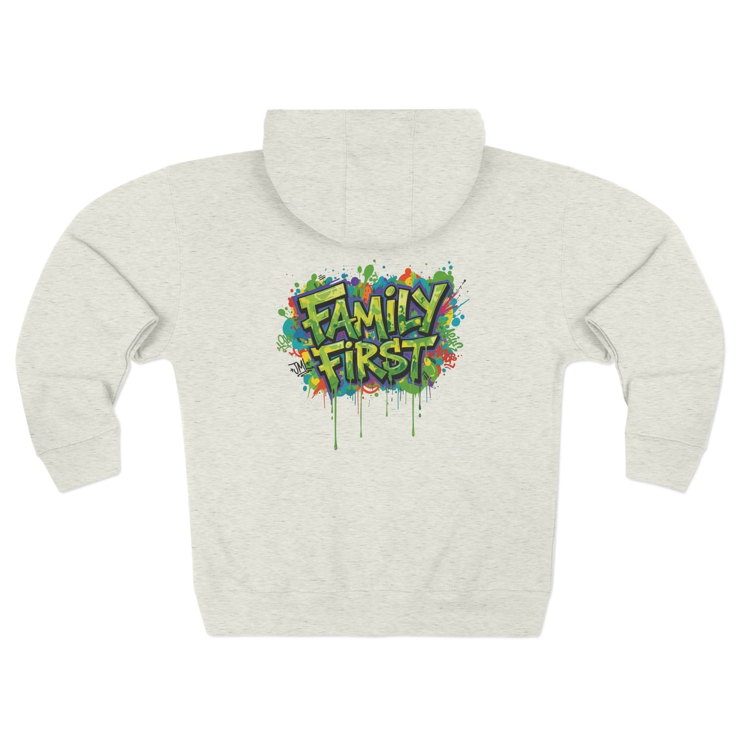 "Family First" Zip Hoodie — Colorful Graffiti Graphic Zip-Up