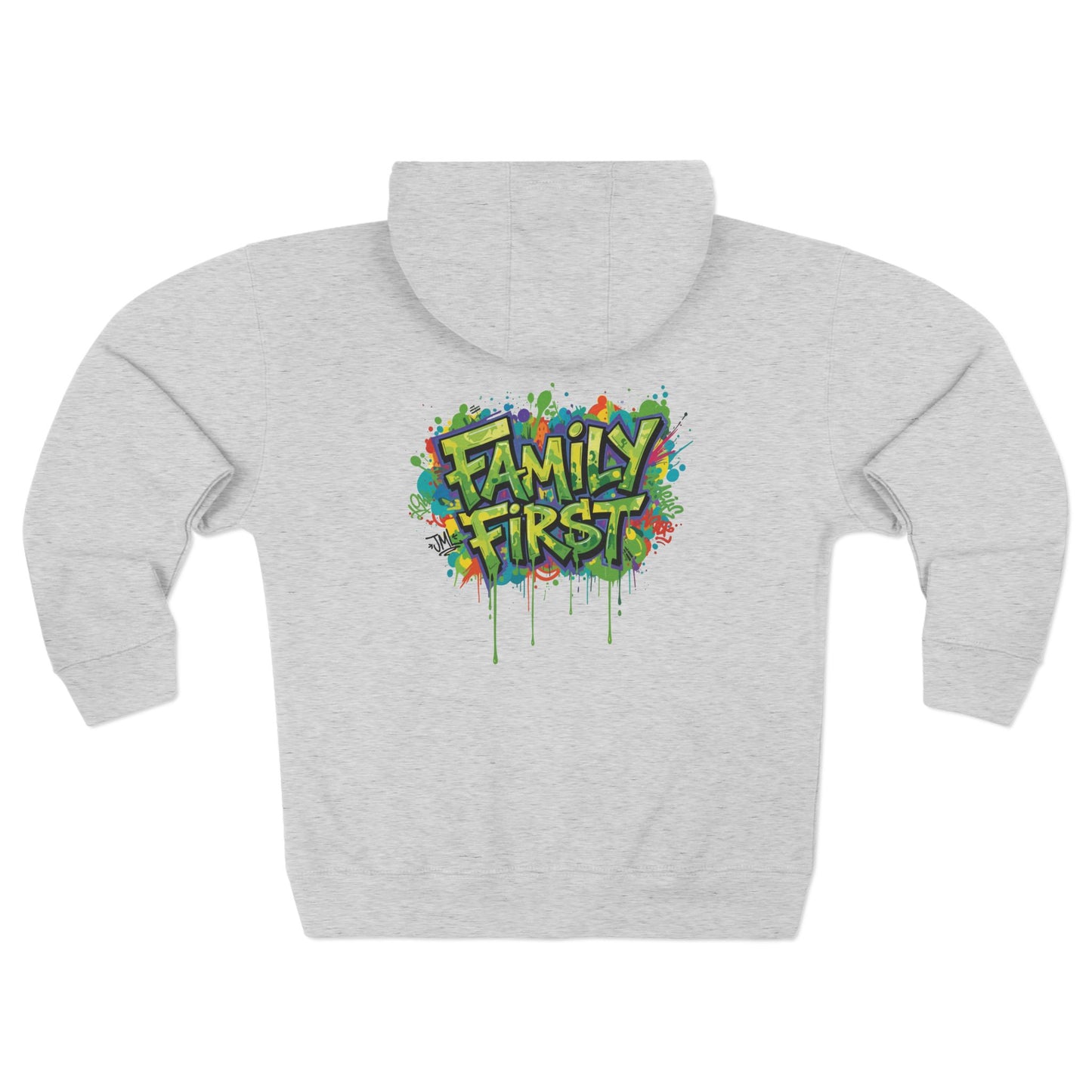 "Family First" Zip Hoodie — Colorful Graffiti Graphic Zip-Up