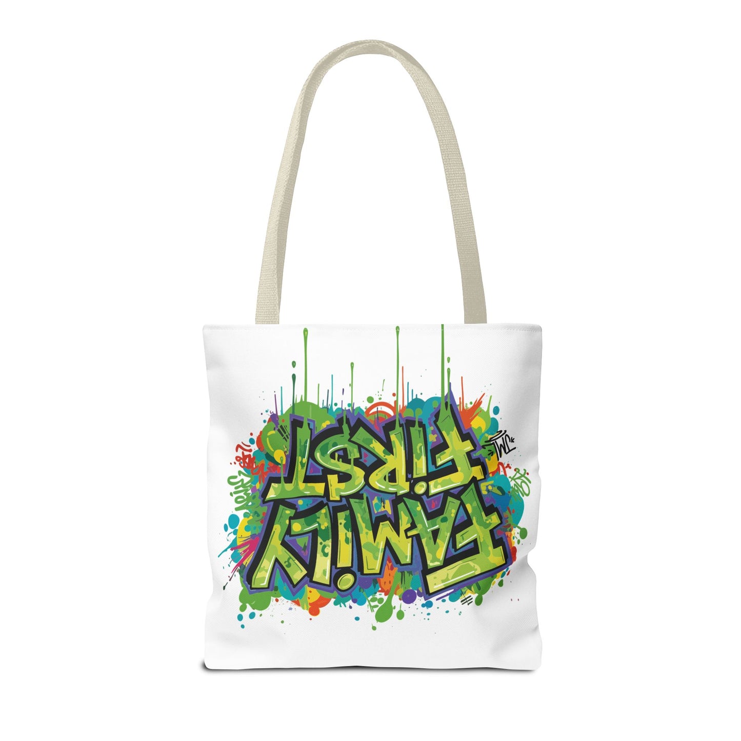 Graffiti "Family First" Tote Bag — Personalized JML Street Art Tote