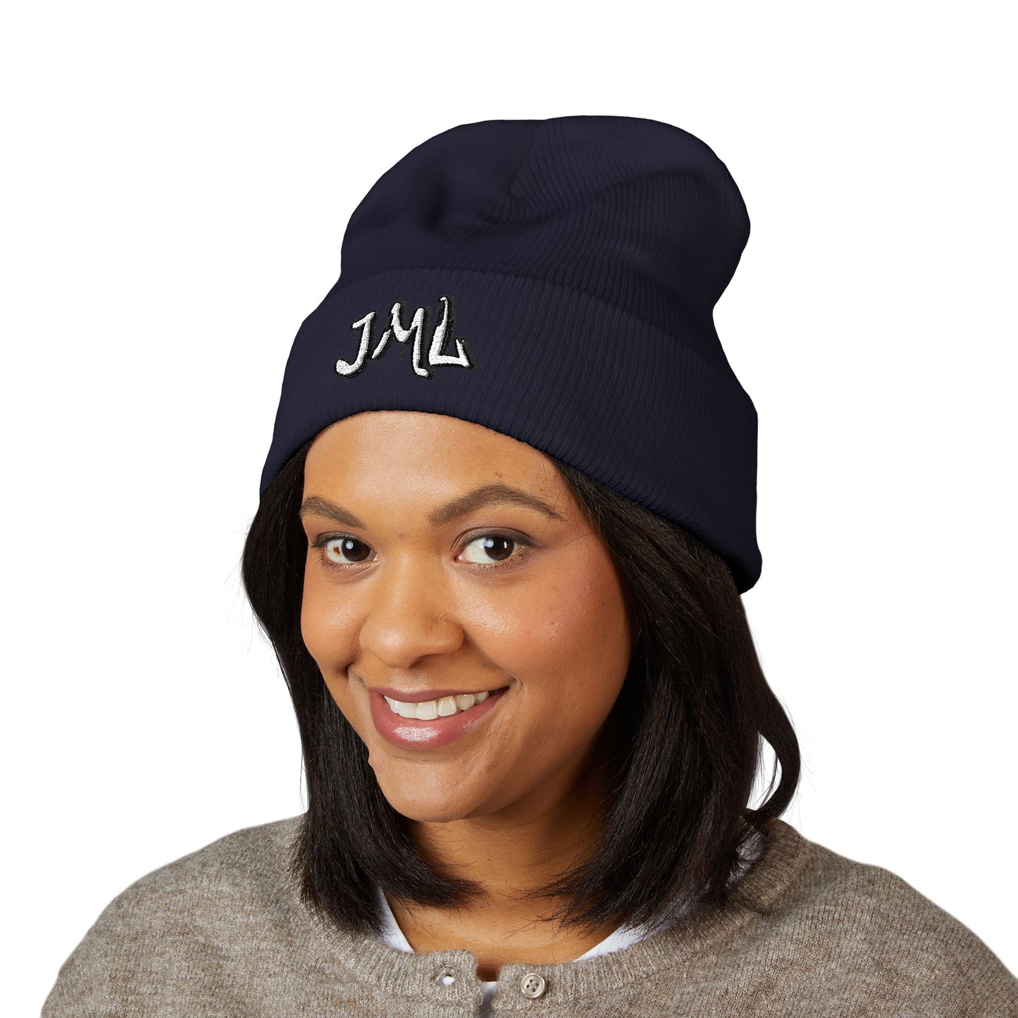 Embroidered 'JML' Cuffed Beanie