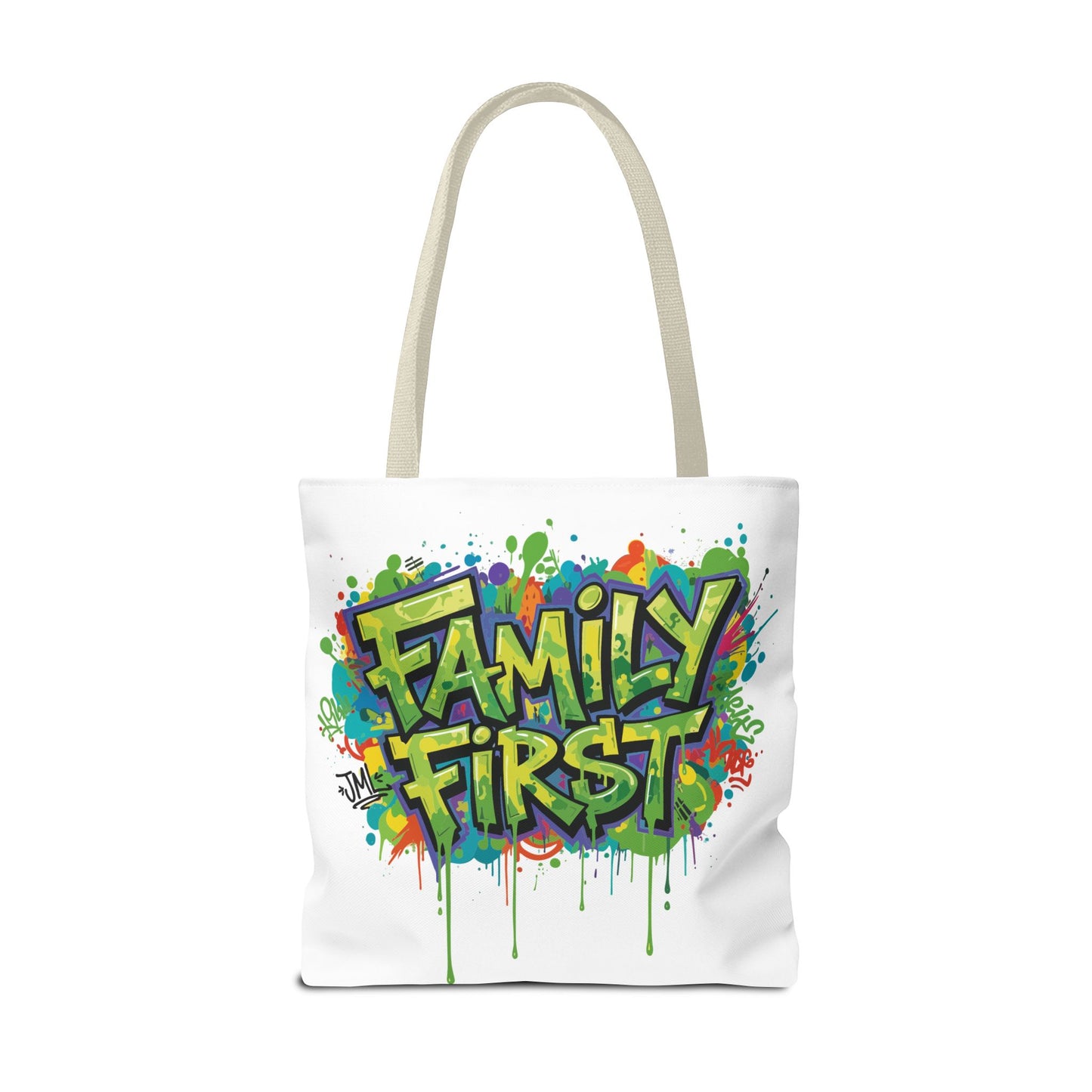 Graffiti "Family First" Tote Bag — Personalized JML Street Art Tote