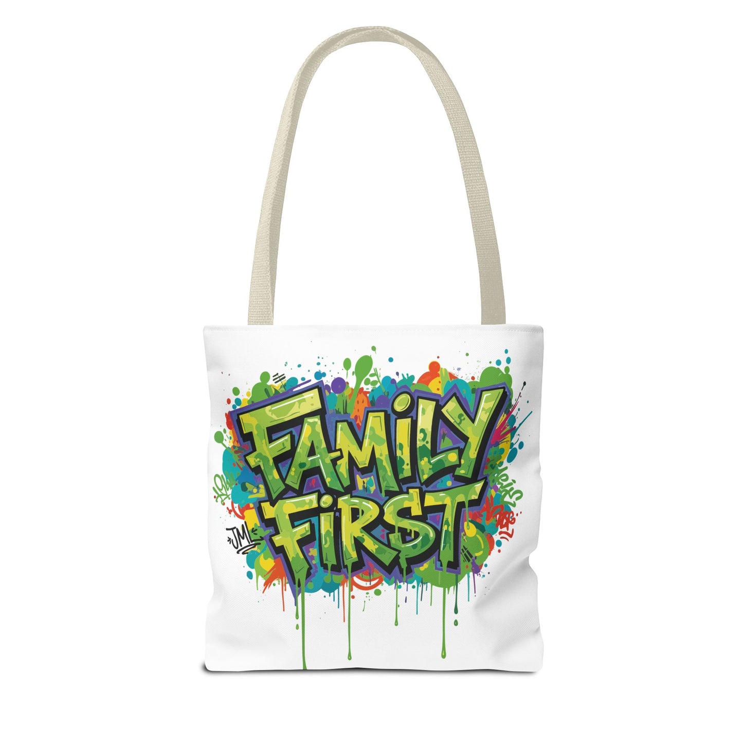 Graffiti "Family First" Tote Bag — Personalized JML Street Art Tote
